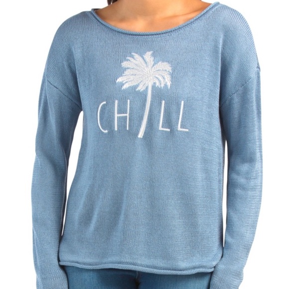 Marled ‘CH🌴LL’ Knit Long Sleeve Sweater - Picture 7 of 7